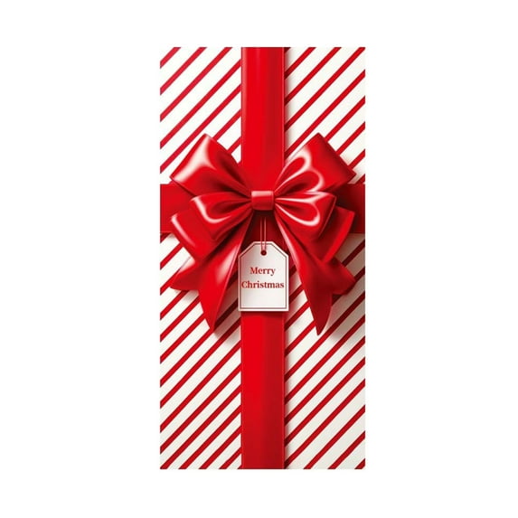 Uutvery 2025 New Christmas Door Cover with Elastic Material, 35x71 Inch 3D Visual Bow Tie Design, Indoor Outdoor Holiday Decorations Party Celebrations Home Office