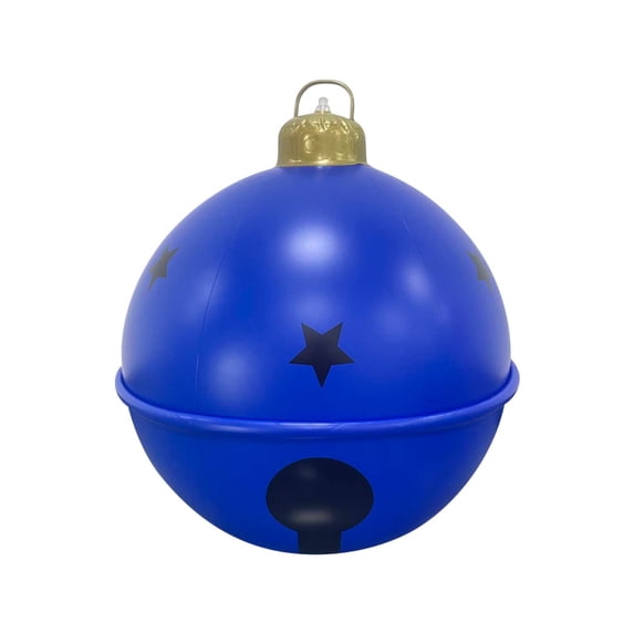 Uutvery 24 Inch Inflatable Christmas Ball with Bow Bells Ornament, Large PVC Holiday Tree Hanging Decoration, for Outdoor Yard and Indoor Festive Party Decor