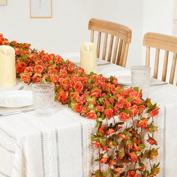 Uutvery 245cm Artificial Rose Vines, Simulation Flower Decorative Rattan for Home Wedding Thanksgiving, Timeless Enchanting Fake Flowers Decor, 96.46 Inch