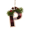 thumbnail image 1 of Uutvery 26 Letter Ornaments Christmas Tree Decoration,Buffalo Plaid Pattern Monogram Xmas Ornament,Monogram Letters Hanging Decor Xmas Tree Ornaments,Farmhouse Rustic Wooden Monogram Decoration, 1 of 9