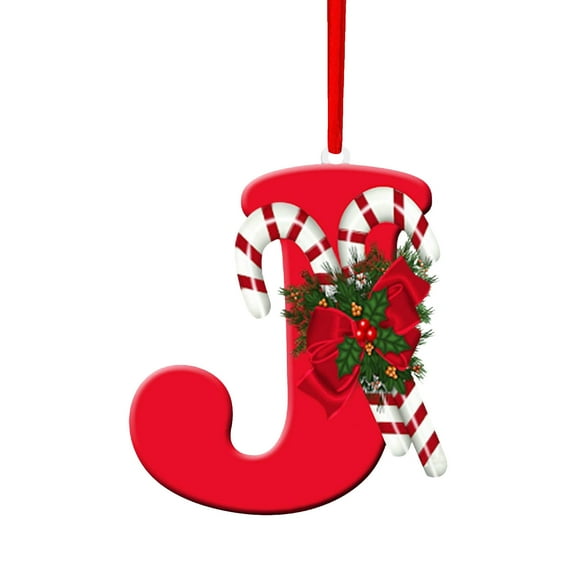 Uutvery 26 Letters Christmas Tree Decoration Pendant, Personalized DIY Alphabet Ornaments, Acrylic Pendant with Red String, for Xmas Tree Hanging Decor, Holiday Home and Office Decoration