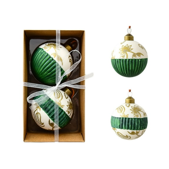 Uutvery 2Pcs Christmas Decorative Glass Ornaments,Glitter Hanging Balls for Tree Window Holiday Decor,Xmas Hanging Pendants,DIY Christmas Decoration for Holiday Party Home Decor