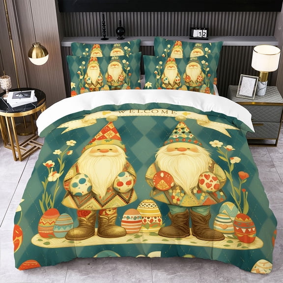 Uutvery 3 Piece Bedding Set, Cute Easter Rabbit Duvet Cover Pillowcases, Microfiber Bed Sheet for Bedroom Decor, Holiday Home Textiles, 78.74x90.55 Inches