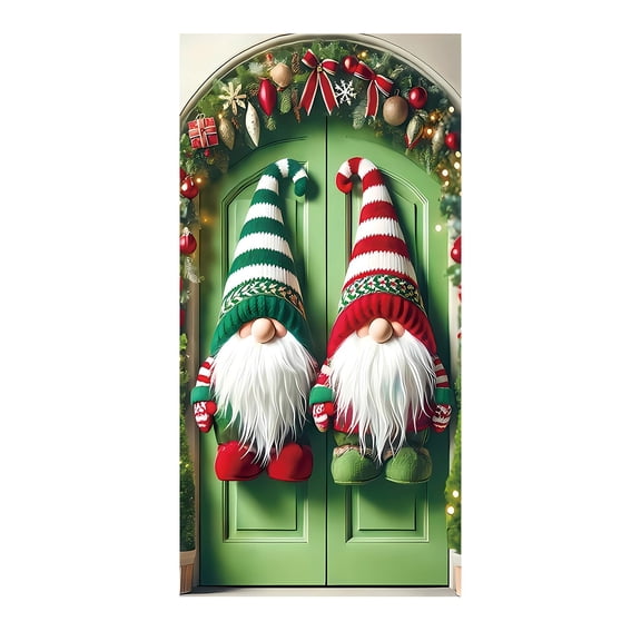 Uutvery 35.43x70.87 Inch Christmas Door Curtain Cover Wall Hanging Decor Festival Party Holiday Decoration Front Entryway Welcome Sign Cheerful Patterns Indoor Use Weather Resistant Reusable