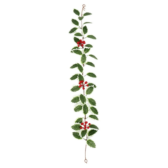 Uutvery 39 Inch Artificial Christmas Vines with Red Berries And Holly Leaves Flexible Bendable Design for Fireplace Door Window Christmas Tree Indoor Outdoor Holiday Decorations