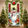 thumbnail image 1 of Uutvery 3D Christmas Door Cover, Front Door Hanging Decor with Snowman Santa Claus Tree, Holiday Party Backdrop Banner, Reusable Xmas Door Cover for Indoor Outdoor, 70.87x35.43 inches, 1 of 6