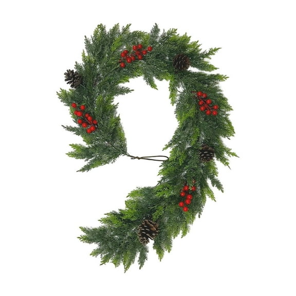 Uutvery 4.9ft Faux Pinecone Pine Leaf Vines Garland, Simulation Rattan Christmas Tree Pendant, Simulation Hanging Decor for Floral Garland Greenery Indoor Outdoor Backdrop