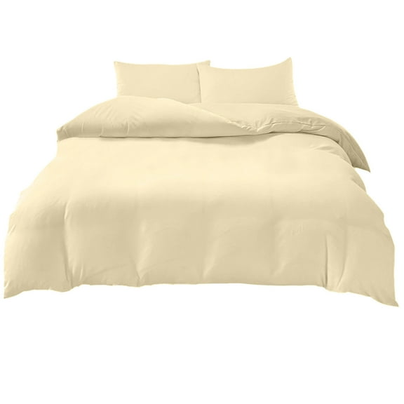 Uutvery 4-Piece Bedding Set, Soft Washed Polyester, Reversible Design, Beige Light Jade, Includes Duvet Cover Flat Sheet and 2 Pillowcases, Queen Size Bedding