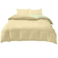 thumbnail image 1 of Uutvery 4-Piece Bedding Set, Soft Washed Polyester, Reversible Design, Cheese Light Green, Includes Duvet Cover Flat Sheet and 2 Pillowcases, Queen Size Bedding, 1 of 7