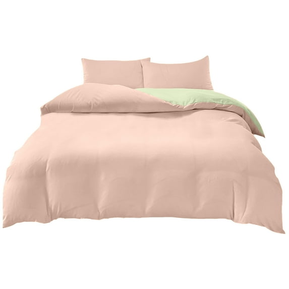 Uutvery 4-Piece Bedding Set, Soft Washed Polyester, Reversible Design, Milk Powder Light Green, Includes Duvet Cover Flat Sheet and 2 Pillowcases, Full Size Set