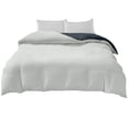 thumbnail image 1 of Uutvery 4-Piece Bedding Set, Soft Washed Polyester, Reversible Design in White Blue Black, Includes Duvet Cover Flat Sheet and 2 Pillowcases, Queen Size Set, 1 of 7