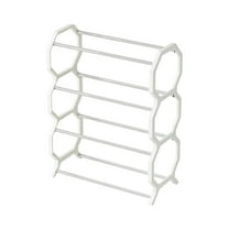 Uutvery 4 Tier Shoe Rack Organizer with Metal Shelves Free Standing Shoe Storage for Bedroom Closet Entryway Dorm Room Holds 8-12 Pairs of Shoes White