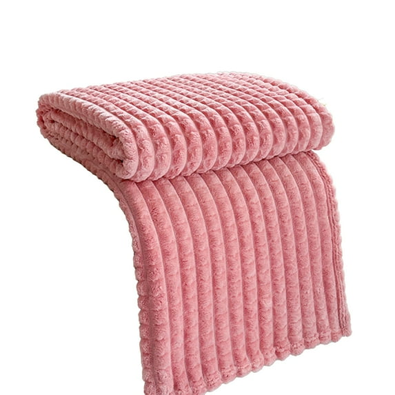 Uutvery 40x28 In Fleece Throw Blanket for Couch, Soft Warm Fluffy Cream Solid Color Blanket, Decorative and Giftable Striped Blankets for Home Use