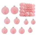 thumbnail image 1 of Uutvery 46Pcs Flocked Velvet Christmas Balls Ornaments Shatterproof Plastic Hanging Decorations Xmas Tree Decor for Home Holiday Party Wedding Winter Wonderland Decor Pink, 1 of 5