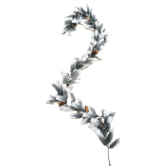 Uutvery 5.9Ft Christmas Rattan Dense Artificial Green Plastic, Mall Window Christmas Flower Rattan Pines, White Green Christmas Rattan for Indoor Outdoor Decor