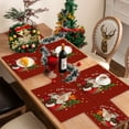 thumbnail image 1 of Uutvery 5 Pcs Christmas Placemats Table Flag Set, Polyester Linen Print Placemats and Runner for Christmas Party Restaurant Dining Decor, Holiday Home Table Decoration Set, 1 of 6