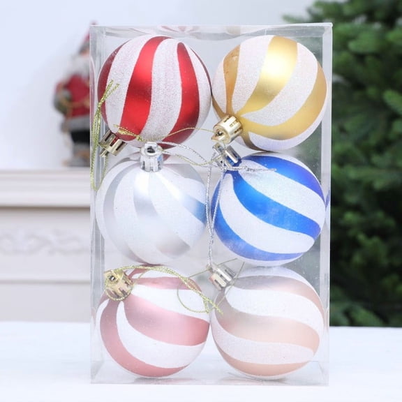 Uutvery 6 PCS Christmas Balls Ornaments 2.36in Shatterproof Plastic Glittering Hanging Baubles for Xmas Tree Holiday Wedding and Party Decor Home Indoor Holiday Party Decor
