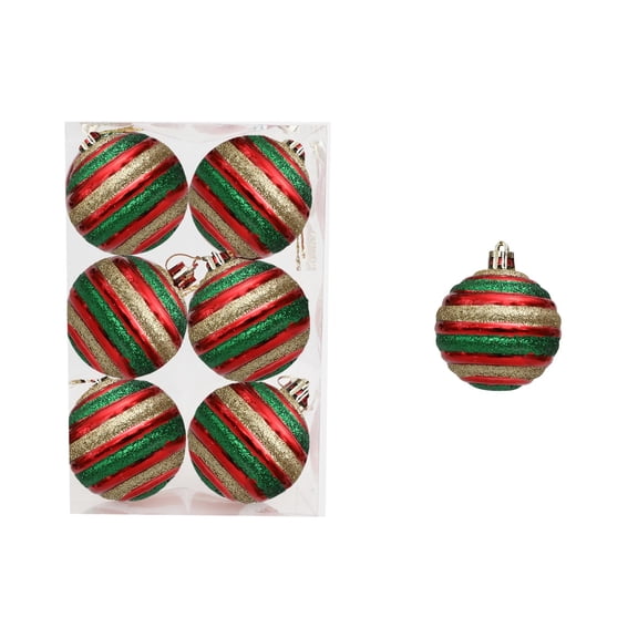 Uutvery 6-Pcs Christmas Balls Gift Box Set Creative Color Painting Plastic Ornaments Xmas Tree Hanging Pendants for Holiday Wedding Party Home Winter Wonderland Decorations