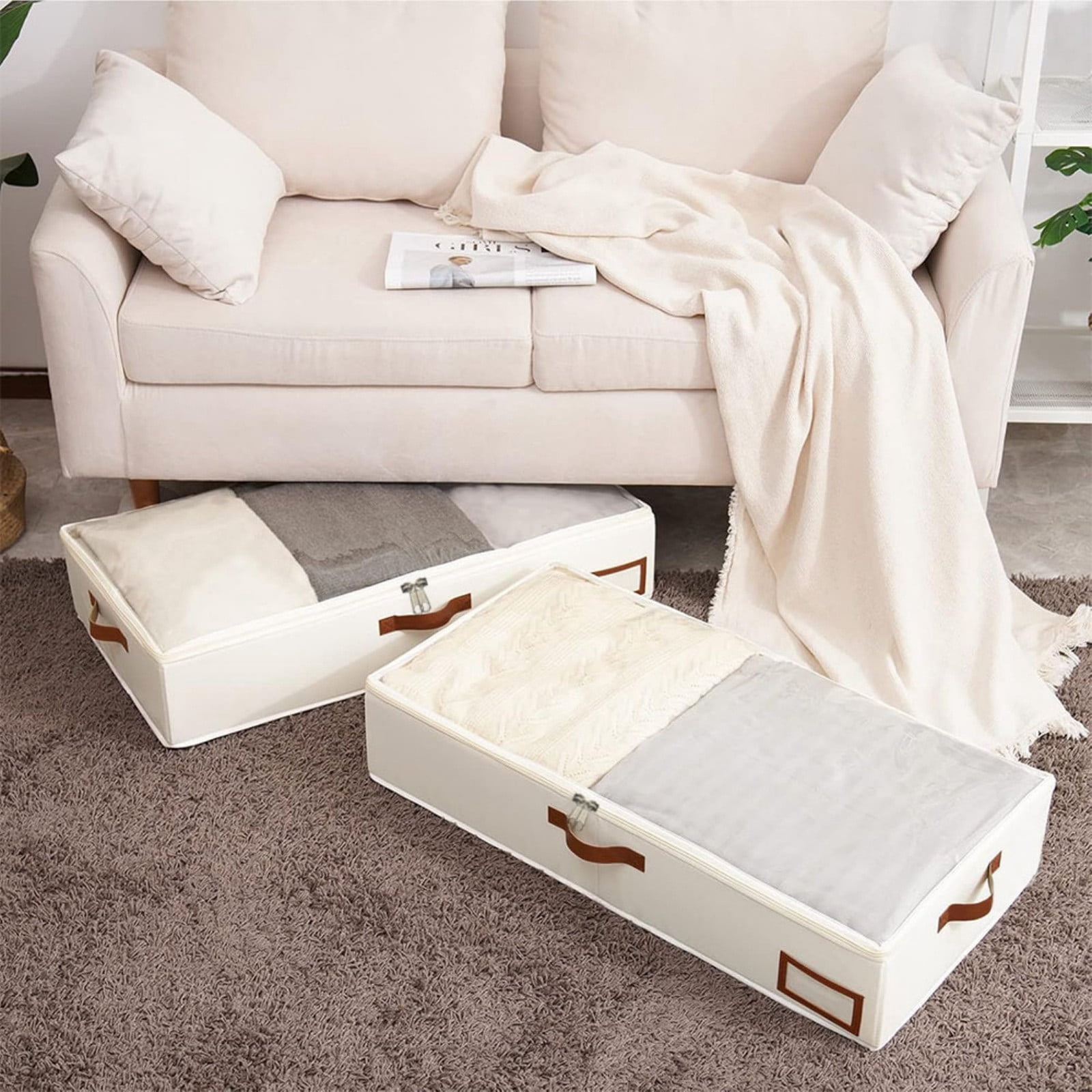 Uutvery Under Bed Storage Box, Transparent Cover Organizer, Low-Profile ...