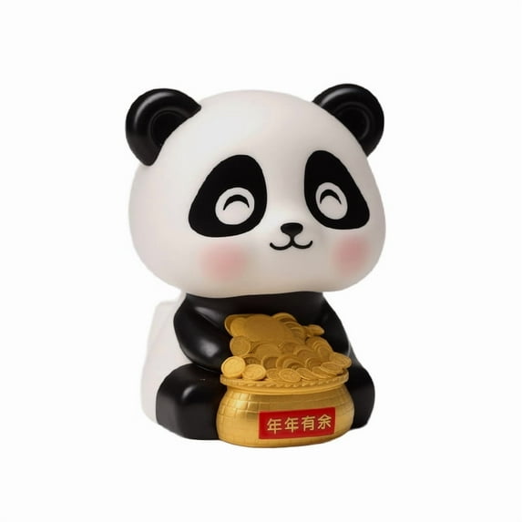 Uutvery Car Dashboard Panda Ornament,Solar Powered Nodding Panda Car Dashboard Decoration,Lucky Panda Statue Figurine,Portable Solar Powered Luck and Fortune for Office Desk,Good Luck Charm