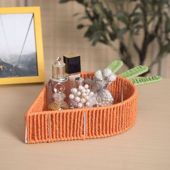 Uutvery Carrot Shaped Storage Basket, Creative Desktop Clutter Sorting Tray, Snack Candy Organizer, Easter Home Decor