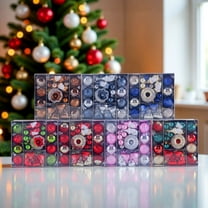 Uutvery Christmas Ball Ornaments Gift Box Set 60 Pcs Plastic Stripe Hanging Balls for Xmas Tree Party and Versatile Holiday Decoration Home Indoor Holiday Party Decor