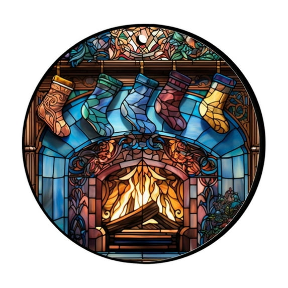 Uutvery Christmas Decor Kitchen Rugs Holiday Themed Round Area Rug Non Slip Washable Soft Carpet for Living Room Bedroom Entrance Floor Mats Festive Home Decoration 15.75 Inches