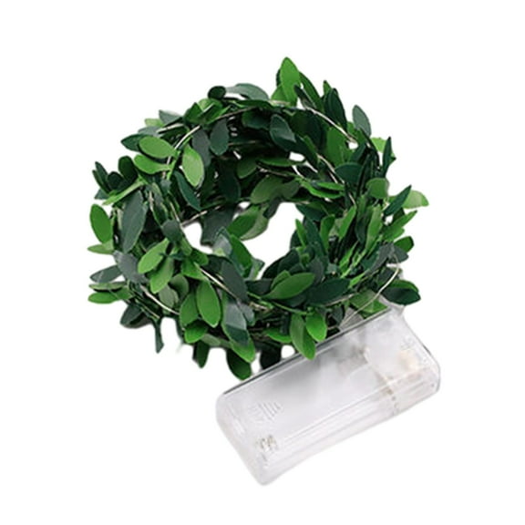 Uutvery Christmas Decorative Lights LED Golden Cloth Leaf Rattan, Green Plastic Rattan Garland, Natural Elegance Rattan for Christmas Tree Indoor Outdoor