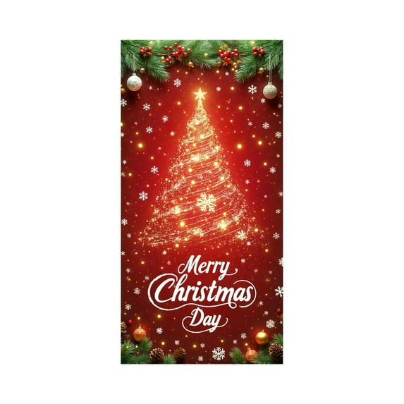 Uutvery Christmas Door Cover 35x72 Inches, Santa Claus Pattern with Durable Fabric,Xmas Door Hanging Decor for Indoor and Outdoor Holiday Decorations