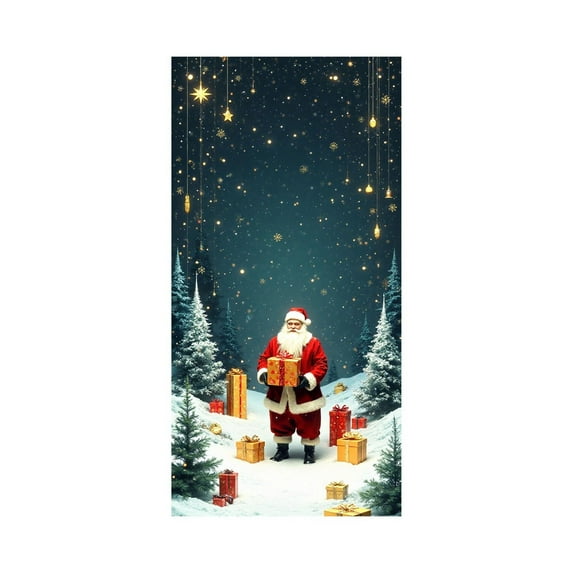 Uutvery Christmas Door Cover 35x72 Inches, Santa Claus Pattern with Durable Fabric,Xmas Door Hanging Decor for Indoor and Outdoor Holiday Decorations