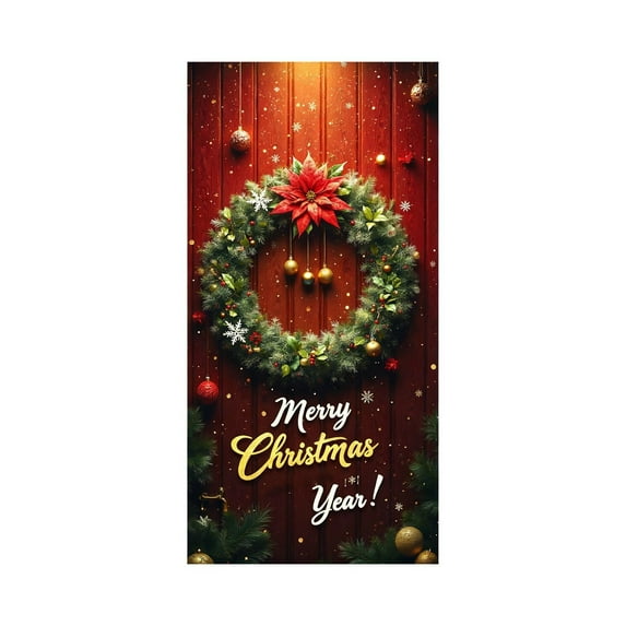 Uutvery Christmas Door Cover 35x72 Inches, Santa Claus Pattern with Durable Fabric,Xmas Door Hanging Decor for Indoor and Outdoor Holiday Decorations