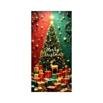 Uutvery Christmas Door Cover with Santa Claus Design, 35x72 Inch Polyester Fabric for Indoor Outdoor Decoration, Holiday Party Home Office Decor Photography