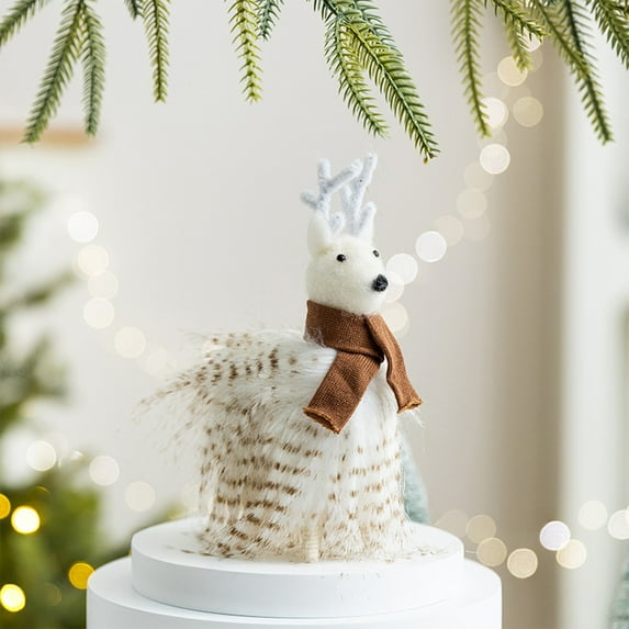 Uutvery Christmas Felt Animals Ornaments,Xmas Wool Hanging Decor,Cute Animal Crafts Tree Wreath Decor,Handmade Xmas Tree Festival Pendant for Home Party Supplies Decoration