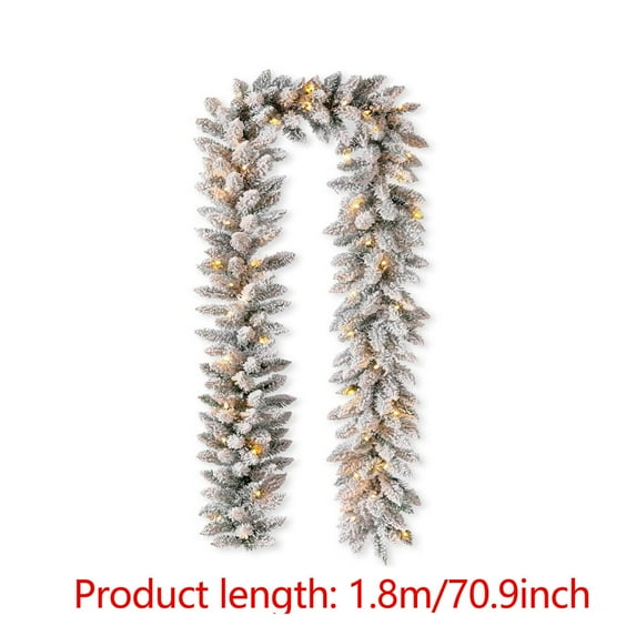 Uutvery Christmas Flocked Pine and Holly Garland, Winter Frosted Holiday Decoration, Winter Hanging Decor for Front Door Mantle Wall Indoor Outdoor Home