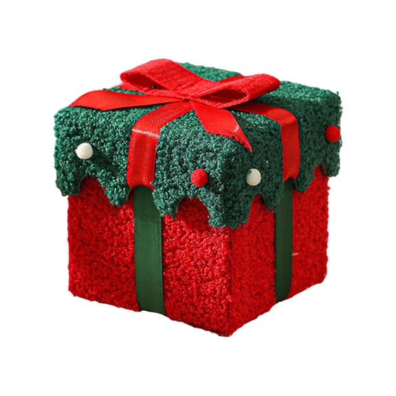 Uutvery Christmas Gift Boxes,4.7x4.7x4.7 Inches Christmas Eve Apple Gift Box, Christmas Candy Treat Box with Ribbon,Christmas Felt Boxes with Lids,Gift Boxes for Presents Wrapping Gifts