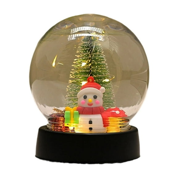 Uutvery Christmas Gift Transparent Ball,LED Night Light with Christmas Tree,Christmas Snow Globe with Snowman and Santa Claus,Desktop Decor Luminous Ornaments for Xmas Holiday Party Gifts