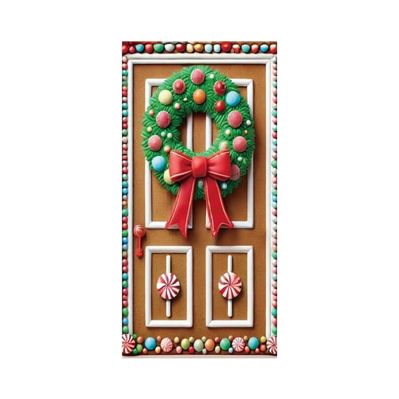 Uutvery Christmas Holiday Door Cover 35x71 Inches, Elastic 3D Bow Tie Pattern, Front Door Decoration Wall Decor, Seasonal Party Home Office Indoor Outdoor Celebration