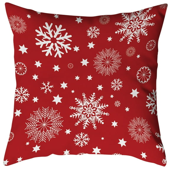 Uutvery Christmas Pillow Covers,18x18 Inch Snowflake Tree Pillow Cover,Red and White Winter Decorative Cushion Cover,Merry Christmas Farmhouse Decor,Winter Decorative Pillows for Home Couch