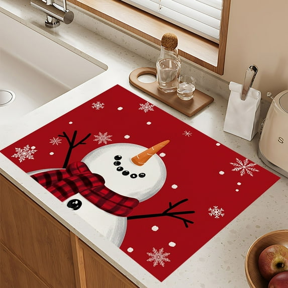 Uutvery Christmas Polyester Linen Placemats with Heat Insulated Dirt Resistant for Christmas Party Kitchen Dining Room Decor, Holiday Home Decoration
