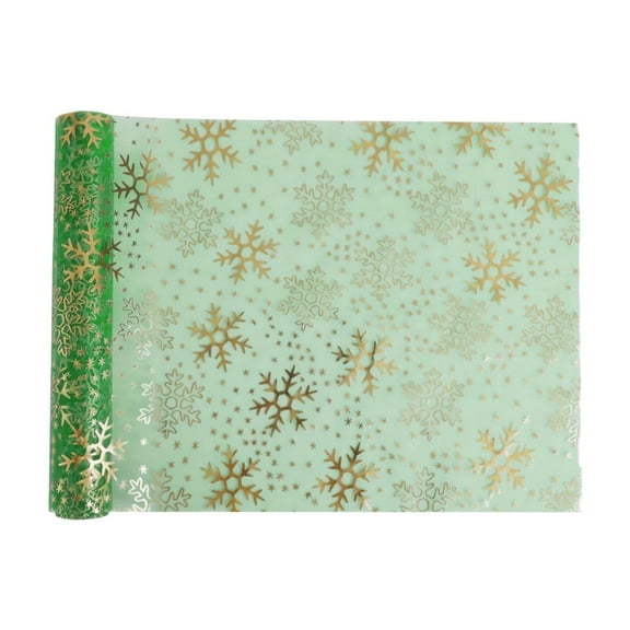 Uutvery Christmas Snowflake Table Runner,Sparkly Golden Metallic Foil Runners Decorations,Winter Table Runner, Fade Resistant for Party Event Festival Decoration - 108.26 X 11.02 Inches