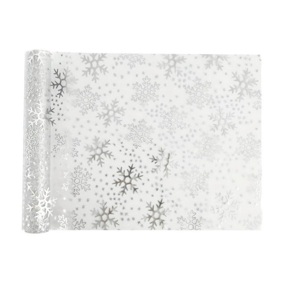 Uutvery Christmas Snowflake Table Runner,Sparkly Golden Metallic Foil Runners Decorations,Winter Table Runner, Fade Resistant for Party Event Festival Decoration - 108.26 X 11.02 Inches