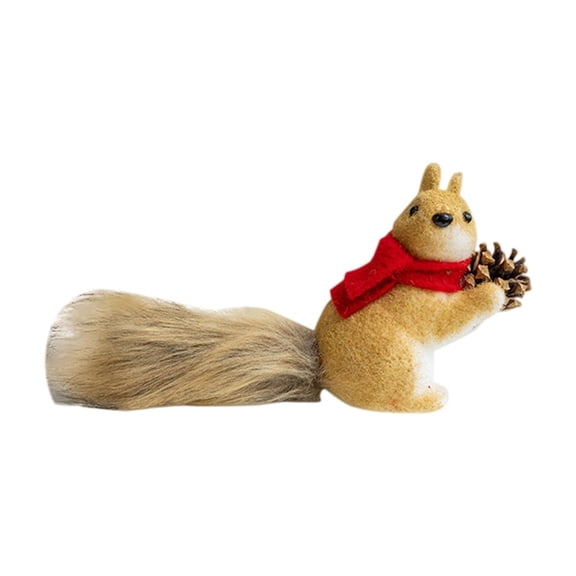 Uutvery Christmas Squirrel Table Decor,Squirrel Statue Artificial Miniature Squirrel Figurines,Desktop Mini Figurine Display,Winter Holiday Decor for Indoor Home Office Xmas Gifts