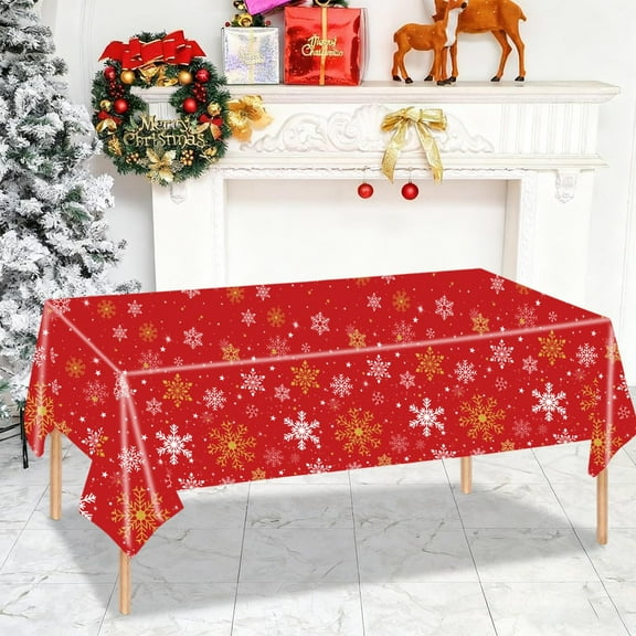 Uutvery Christmas Tablecloth with Holiday Patterns, Leak-Proof Durable PE Material, Easy Cleanup After Parties, Versatile for Multiple Occasions, Full Coverage Size