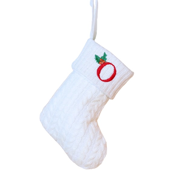 Uutvery Christmas Tree Ornaments Embroidered Letter Knitted Socks Hanging Decor Red Green White DIY Gift Stocking Fireplace Decorations Family Personalized Holidays Gift Exchange