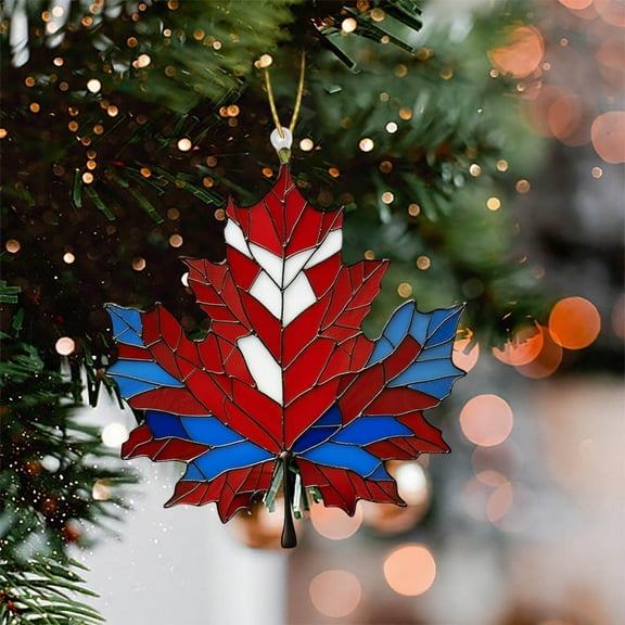 Uutvery Christmas Tree Ornaments Maple Leaf Acrylic Wall Hanging Decor with Light Reflection Feature for Home Party Festival Decorations Door Window Decor Easy Hang Rope Included
