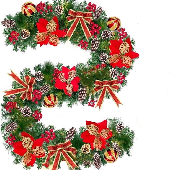 Uutvery Christmas Vines Artificial Decoration with Sparkling Electroplated Balls, Festive Rattan Garland, Flexible Arrangements Rattan for Christmas Tree Scene Layout