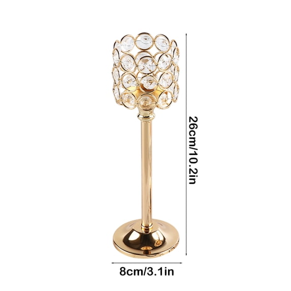 Uutvery Crystal Metal Candle Holder, Gold Tall Votive Candle Stand, Sparkling Beads Wedding Decor, Elegant Home and Tabletop Centerpiece