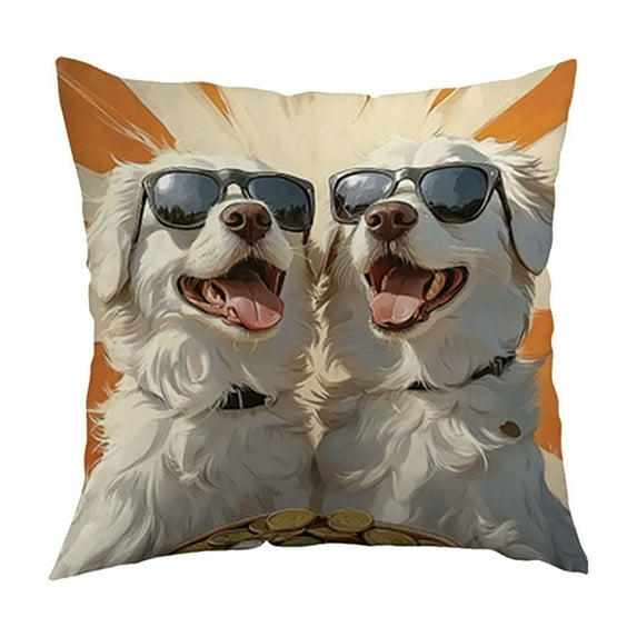 Uutvery Cute Animals Print Pillow Set of 2, 18x18 Inch Playful Deer and Fox Designs on Soft Flock, Charming Decorative Cover for Bedroom Living Room Sofa, Indoor and Outdoor Use