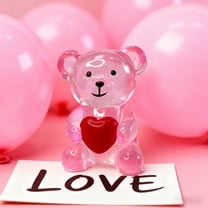 Uutvery Cute Mini Heart Bear Figurine, Transparent Resin Ornament for Valentine's Day Office Desk Decor, Romantic Collectible Decoration