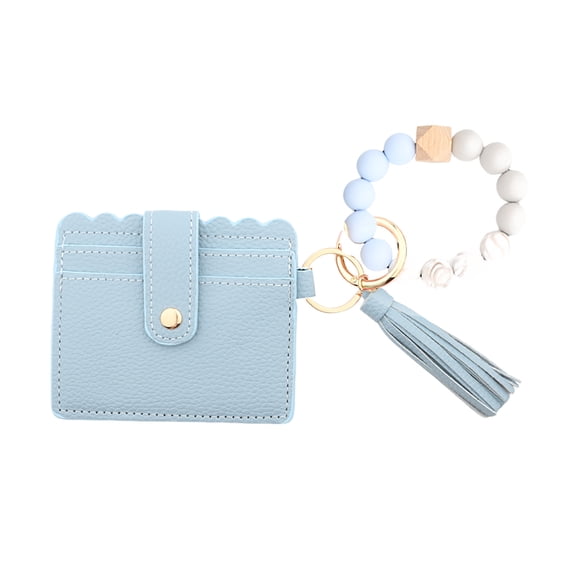 Uutvery Cute Mini Leather Wallet Keychain, Compact Daily Companion with Card Slots and Key Ring, Stylish and Functional PU Leather Accessory for Women Birthday Gifts